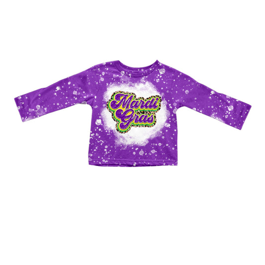 Leopard bleached purple girls mardi gras shirt