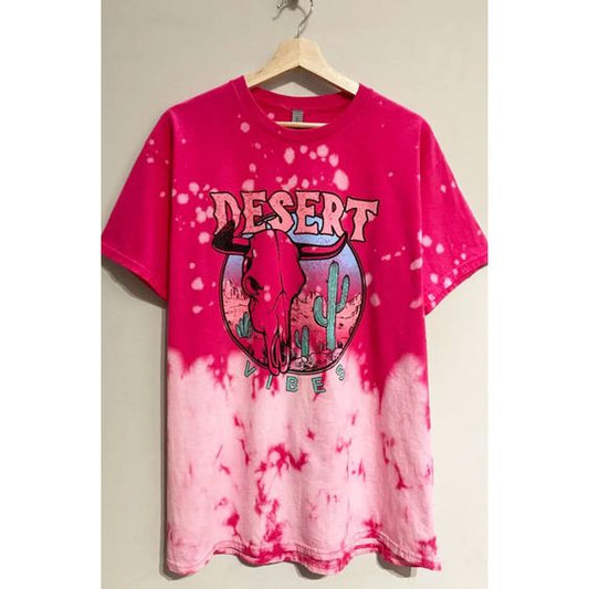 Desert vibes bull skull cactus tie dye western women shirt