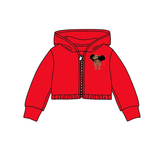 Red zipper hooded girls black history jacket