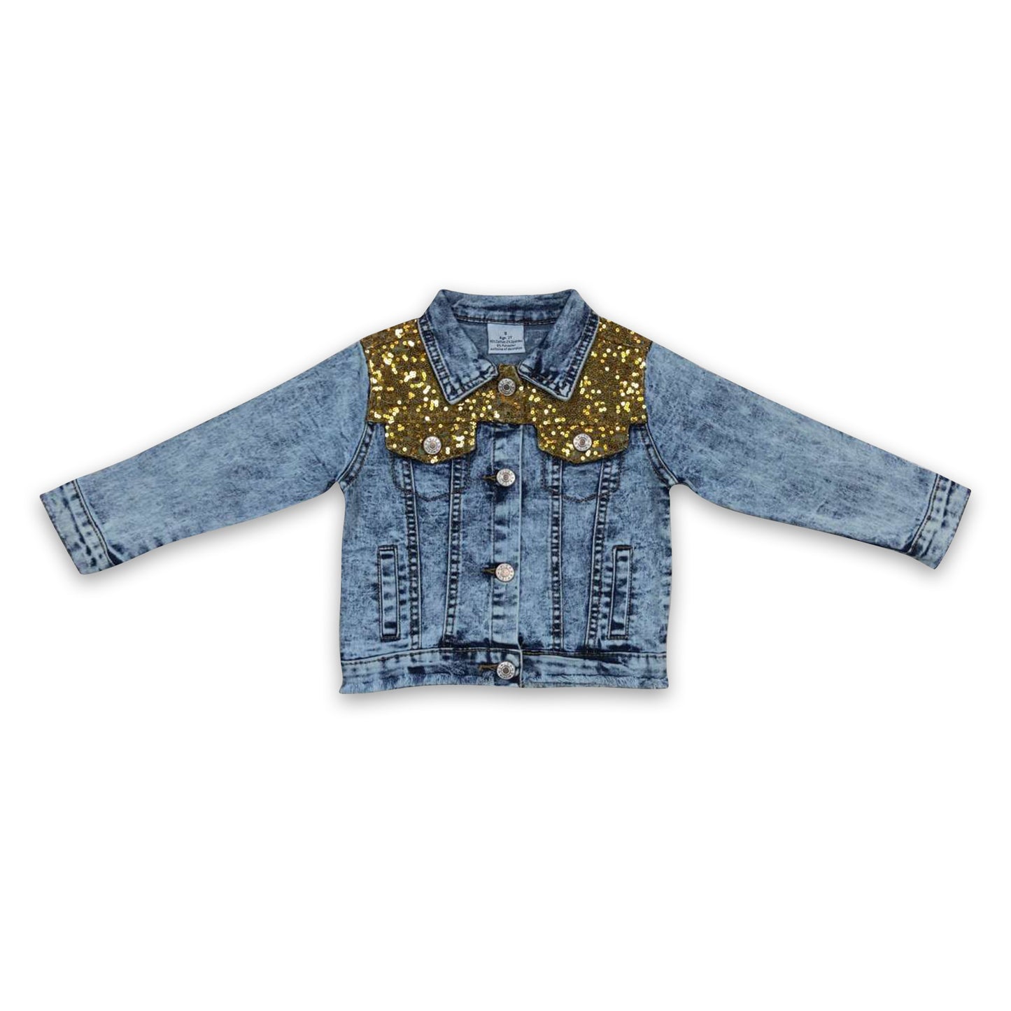 Gold sequin kids girls denim jacket