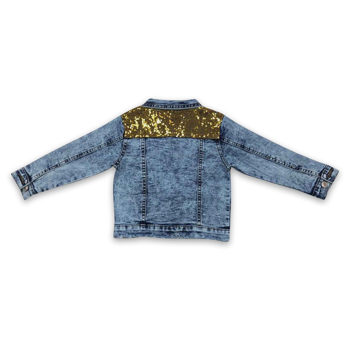 Gold sequin kids girls denim jacket