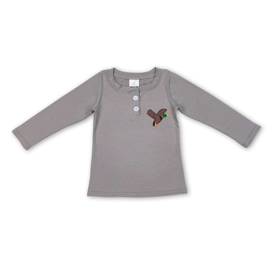 Long sleeves grey duck kids boy hunting shirt