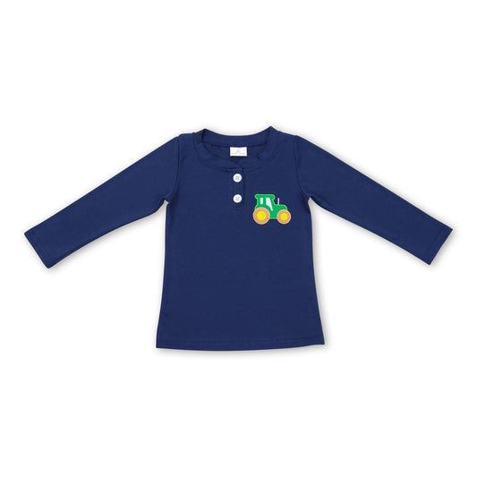 Long sleeves blue tractor kids boy hunting shirt