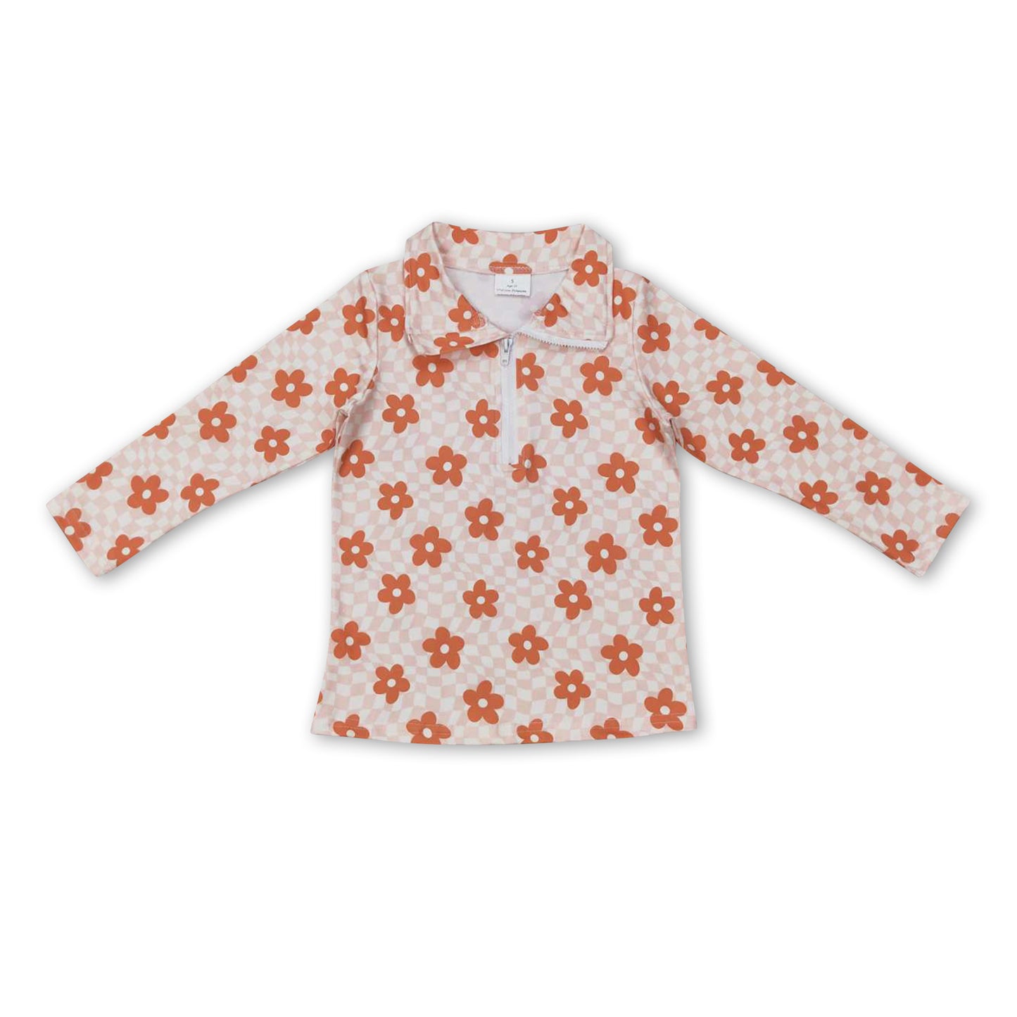 Plaid floral long sleeves kids girls pullover