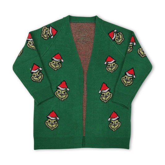 Green face girls Christmas sweater