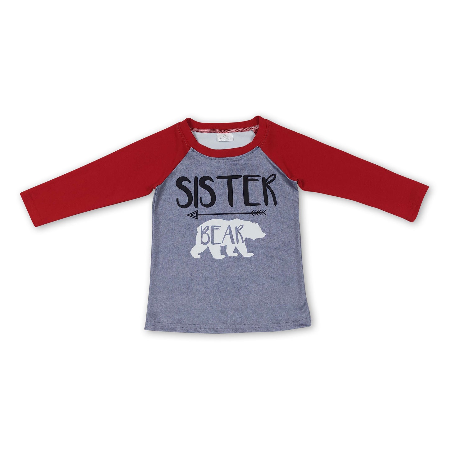 Long sleeves sister bear shirt baby girls raglan