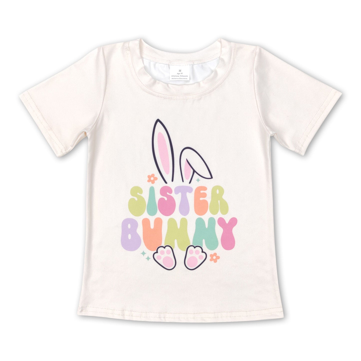 Short sleeves sister bunny kids girls easter shirt