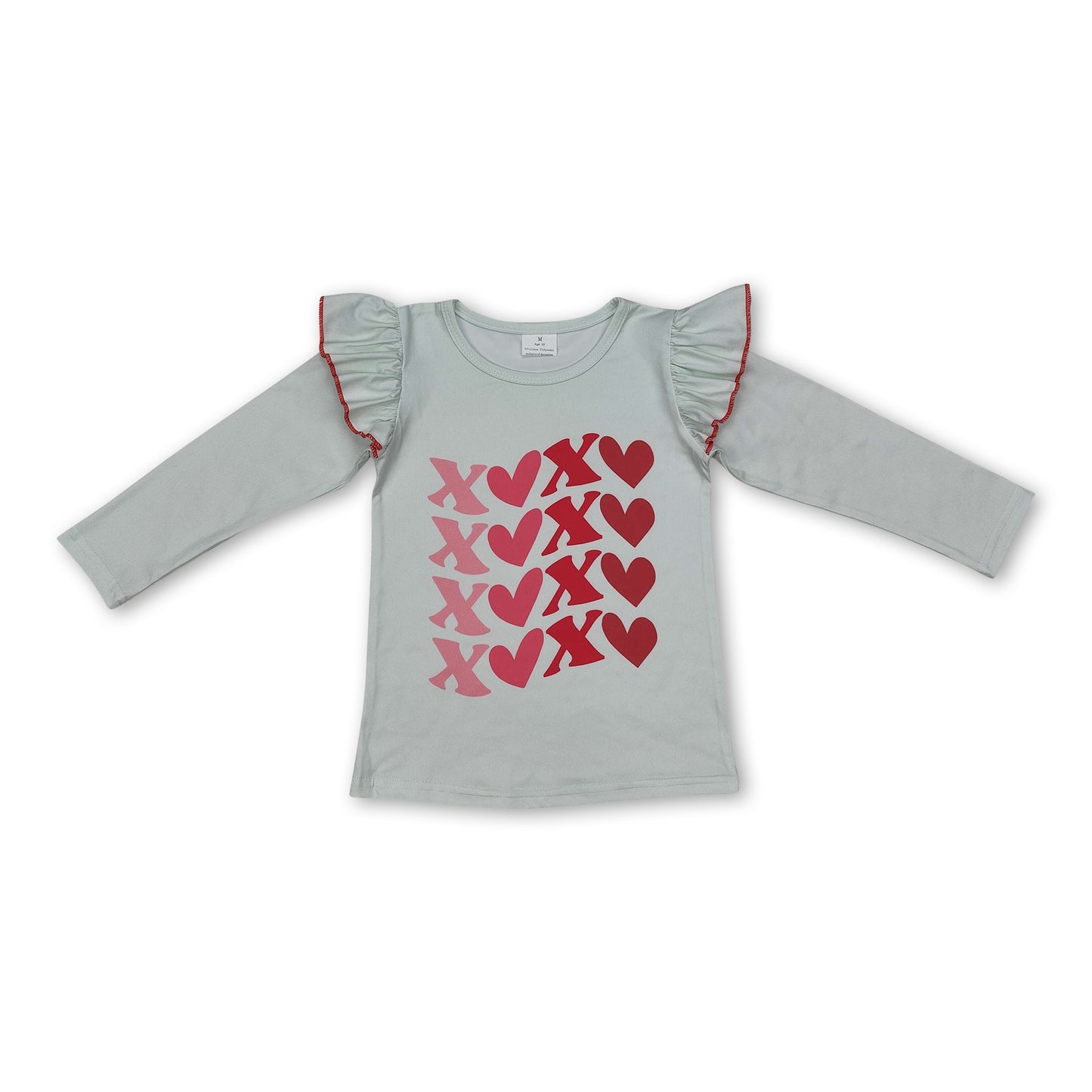 Long sleeves heart baby girls valentine's day shirt