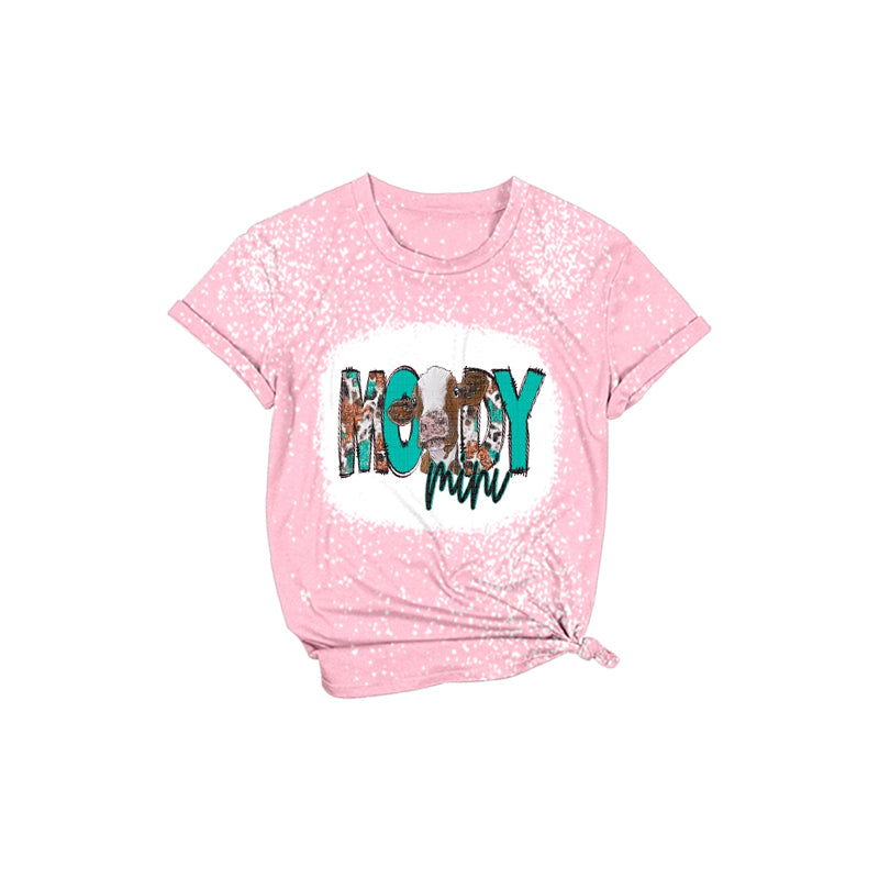 Moody mini cow print pink kids girls shirt