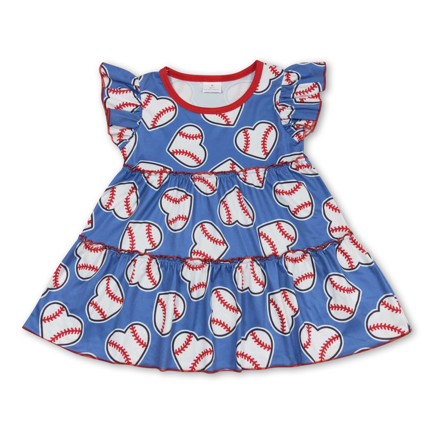 Flutter sleeves heart baseball baby girls shirt