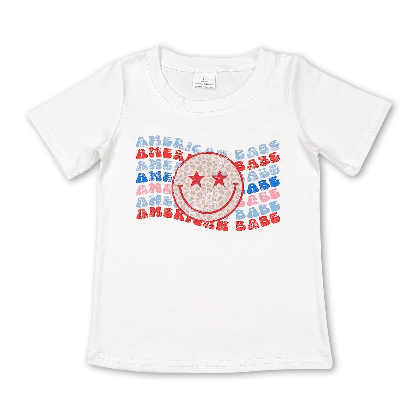 American babe leopard smile girls 4th of july shirt