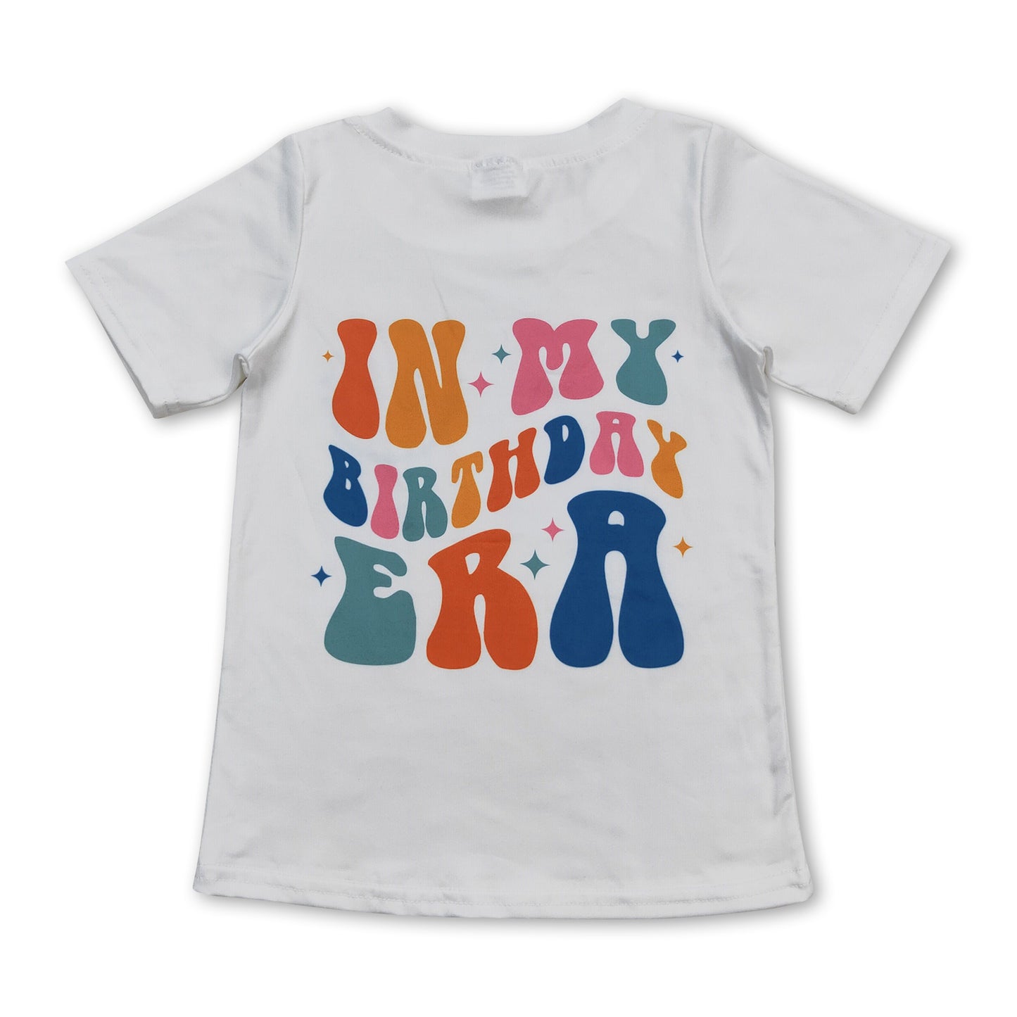 White short sleeves smile birthday singer girls shirt