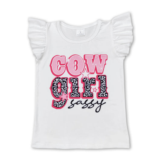 Flutter sleeves cowgirl sassy kids girls shirt