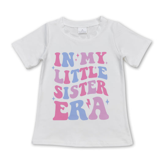 White short sleeves little sister singer girls shirt