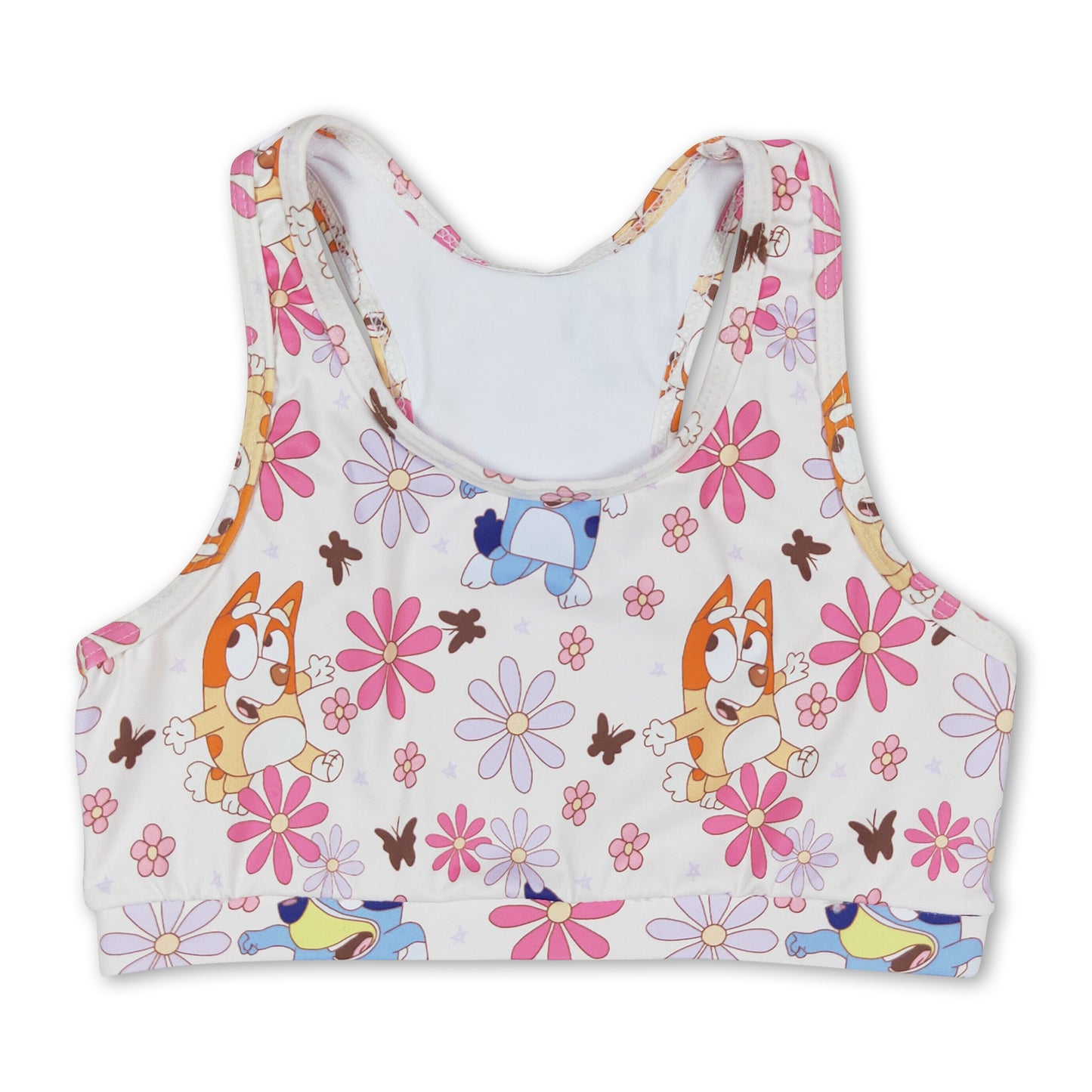 Sleeveless floral dog baby girls shirt