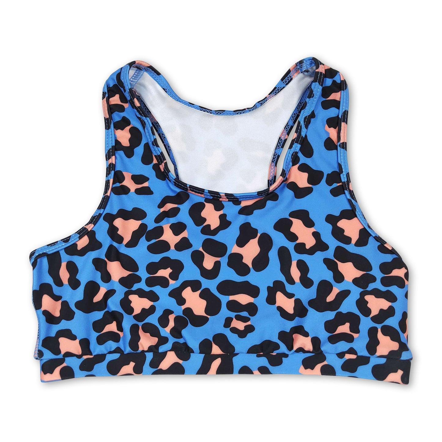 Sleeveless blue leopard baby girls shirt