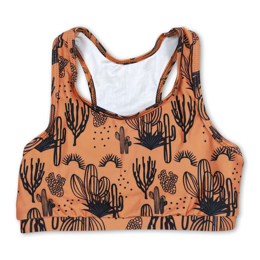 Sleeveless brown cactus baby girls shirt