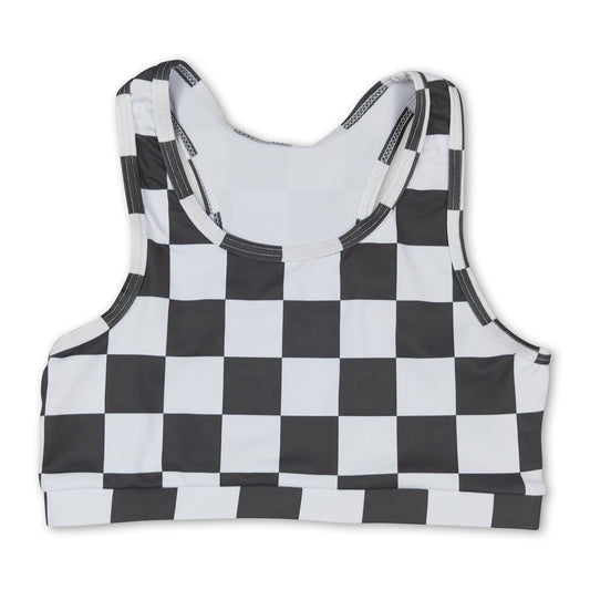 Sleeveless black plaid baby girls shirt