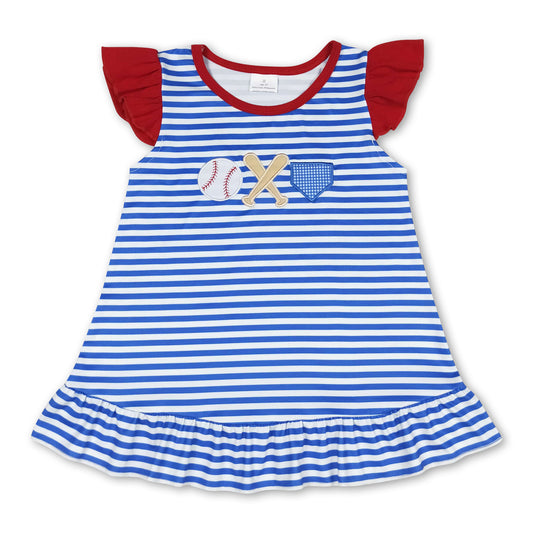 Flutter sleeves stripe baseball baby girls top