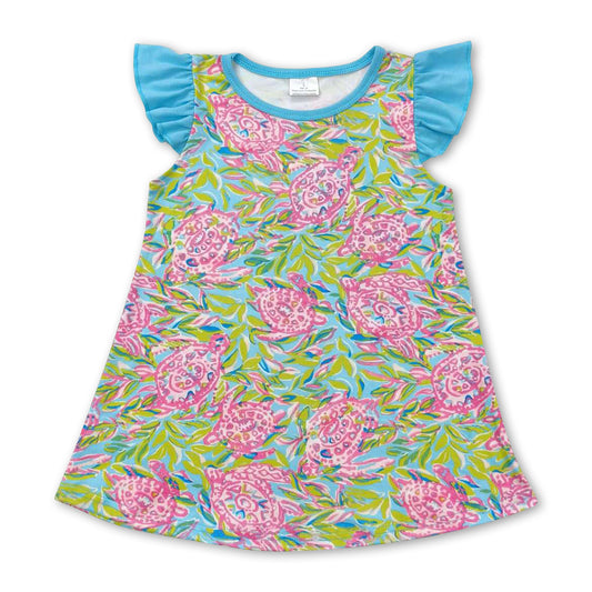 Flutter sleeves watercolor turtle girls shirt