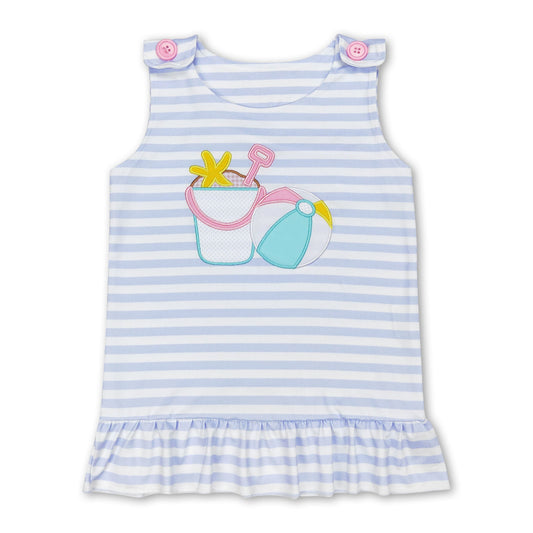 Sleeveless stripe ball print girls summer beach shirt