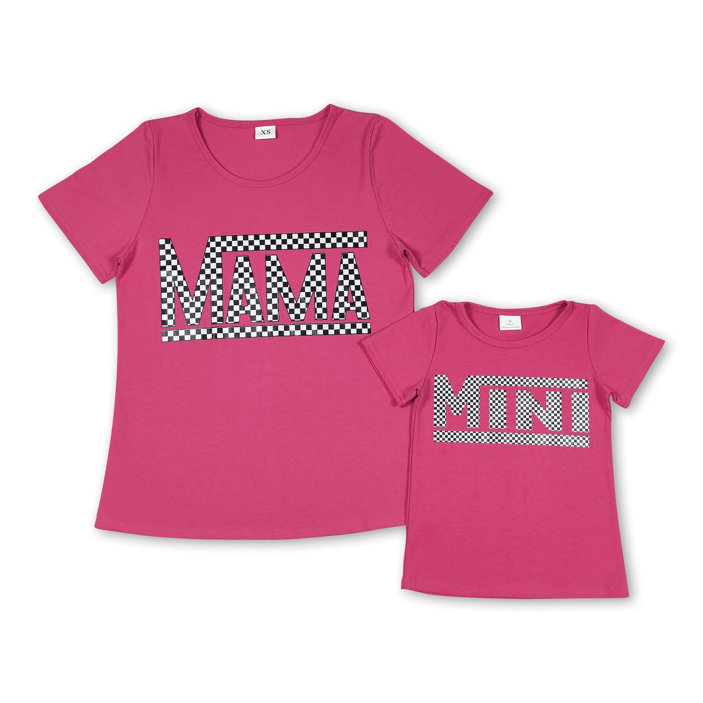 Hot pink short sleeves mini mommy and me girls shirt