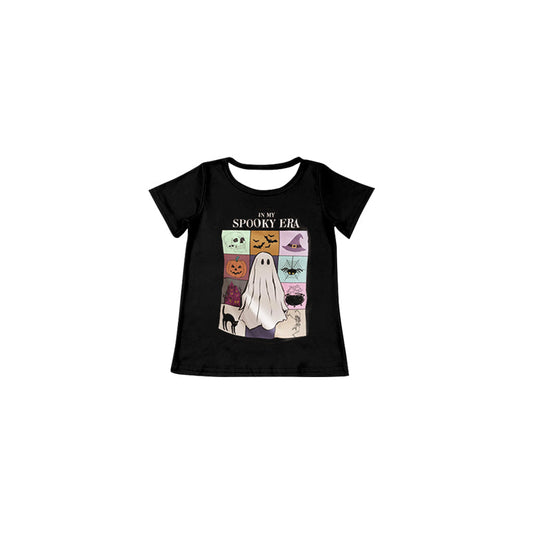 Short sleeves black ghost spooky singer girls Halloween shirt