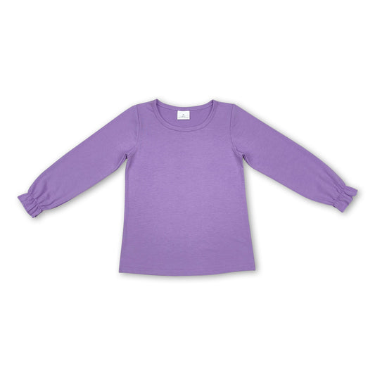 Purple long sleeves cotton kids girls shirt