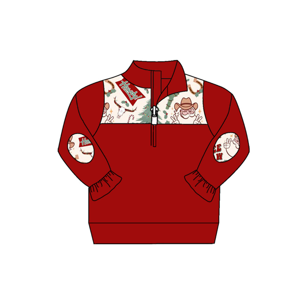 Long sleeves santa cactus girls Christmas zipper pullover