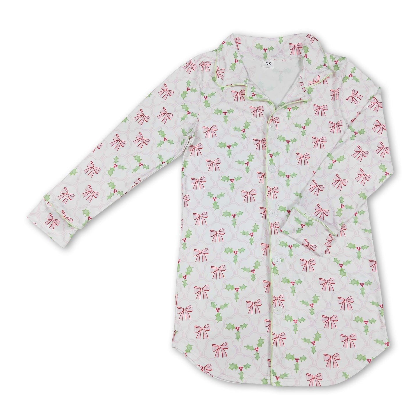 Christmas berry bow adult women sleepwear top