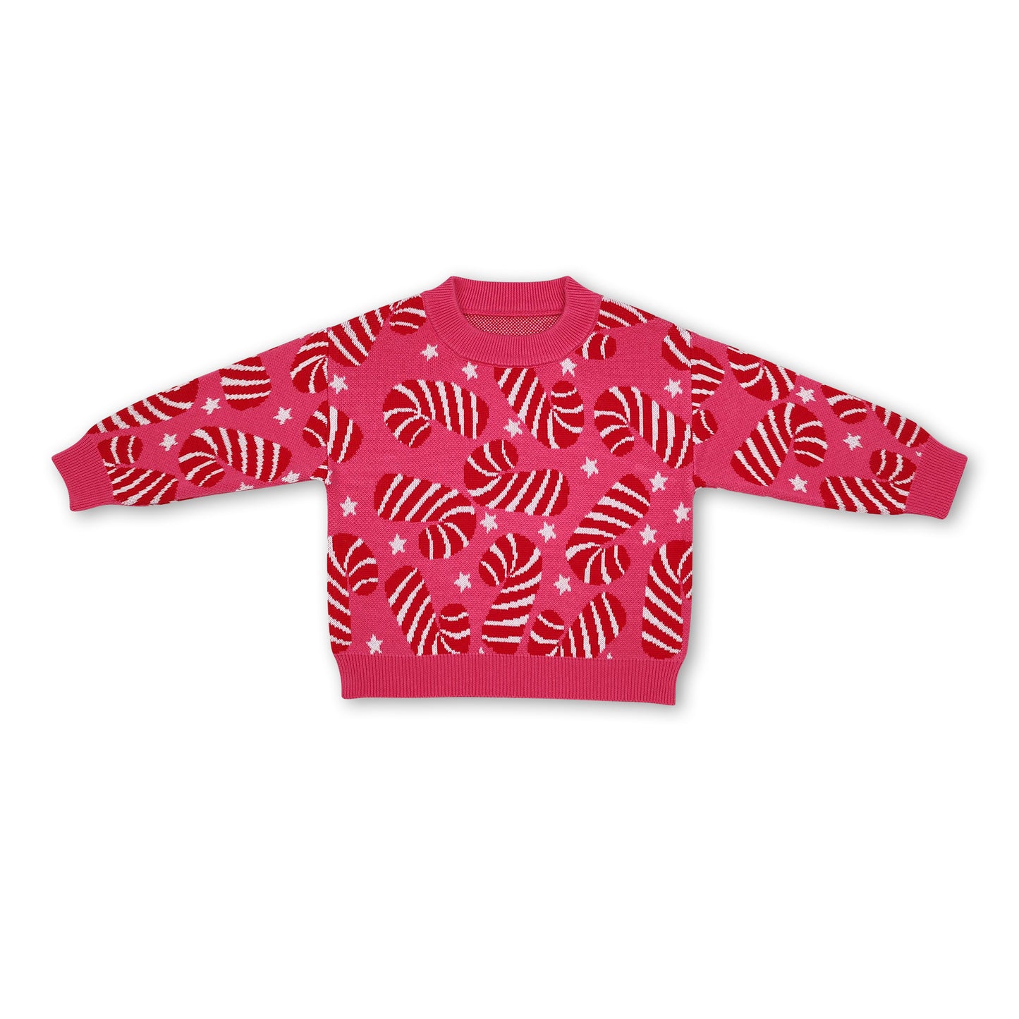 Pink candy cane kids girls Christmas sweater