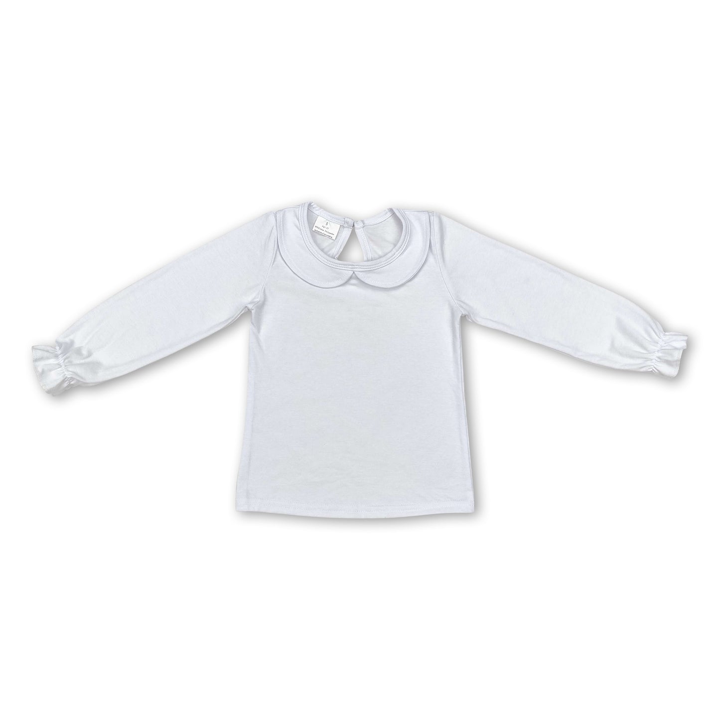 White ruffle long sleeves baby girls shirt