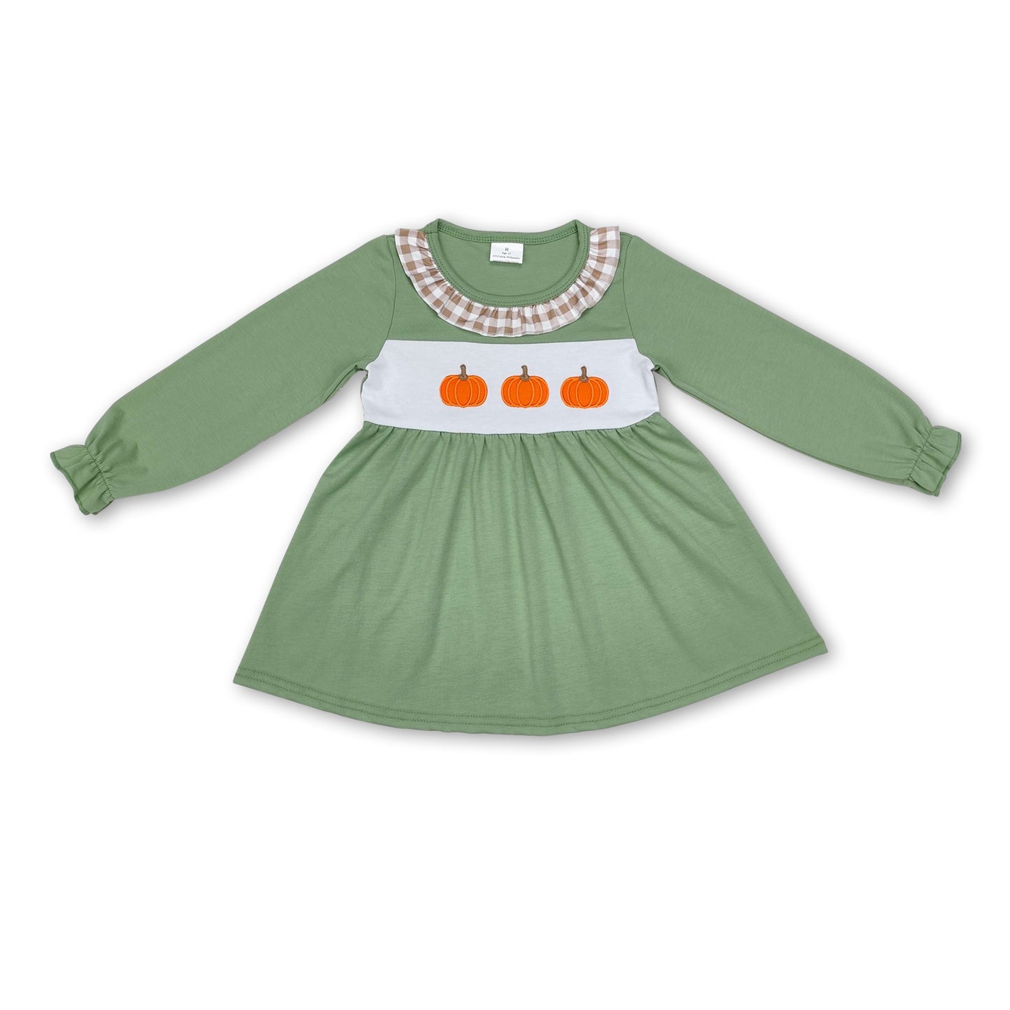 Plaid ruffle long sleeves pumpkin kids girls fall top