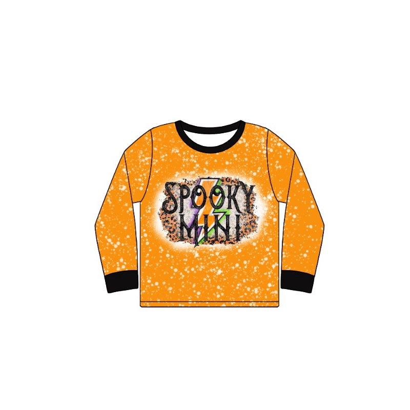 Long sleeves spooky mini leopard girls Halloween shirt