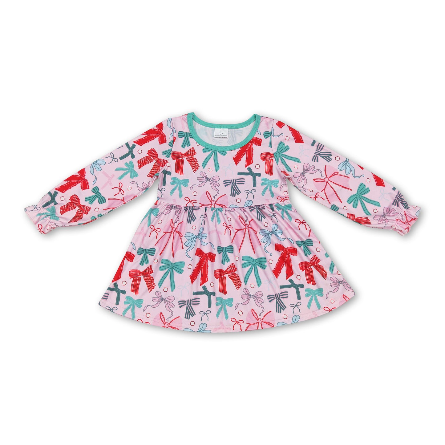 Long sleeves bow print kids girls top ship from US