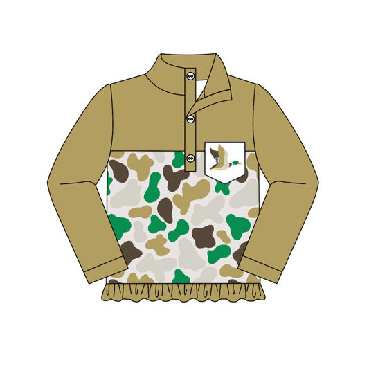 Duck pocket ruffle camo kids girls hunting pullover