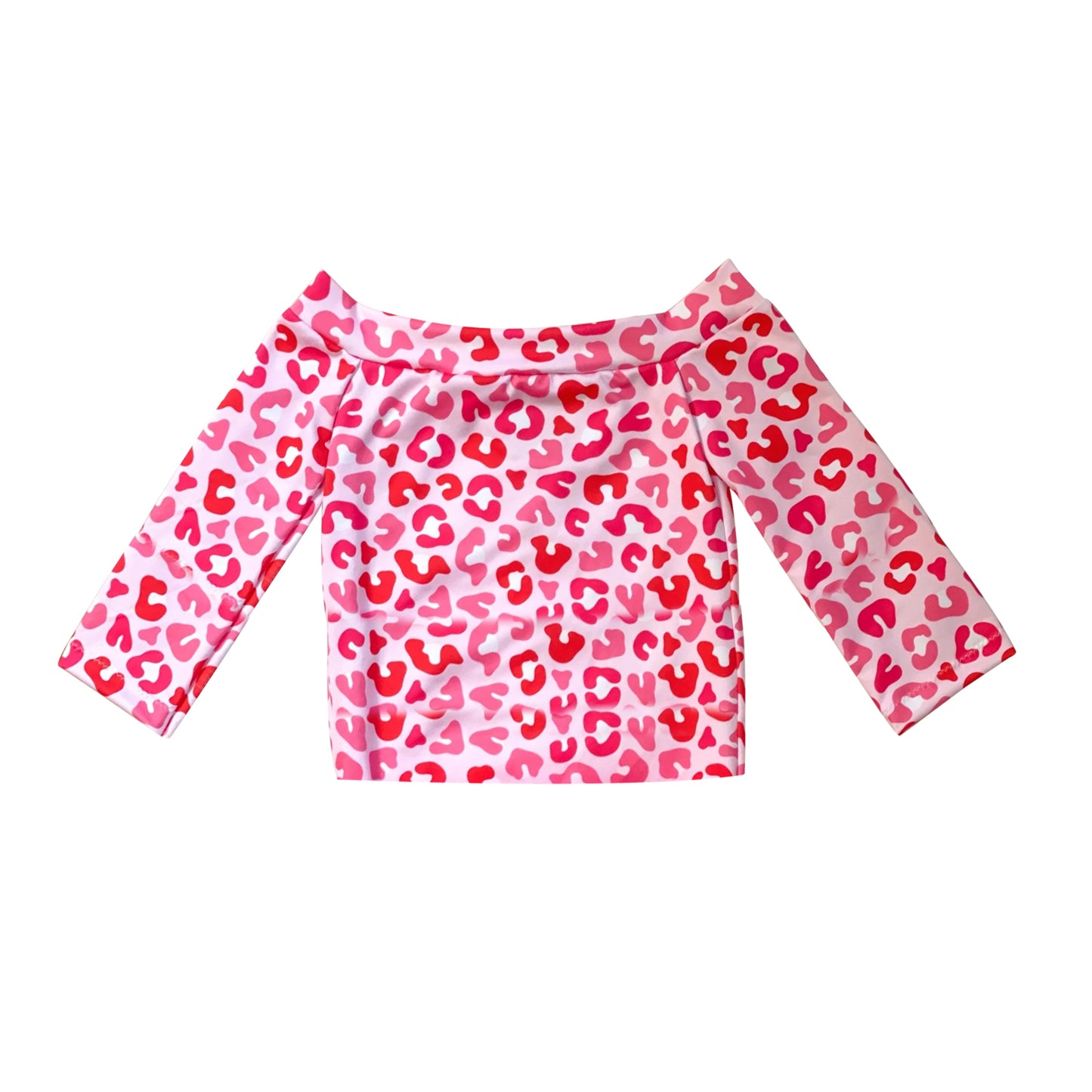 Pink long sleeves leopard kids girls valentine's shirt