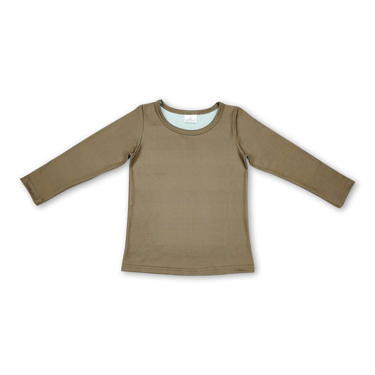 Olive solid long sleeves baby kids shirt