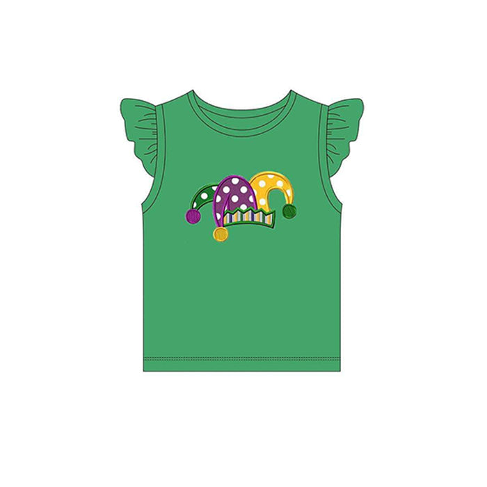 Green yellow purple polka dots girls mardi gras shirt