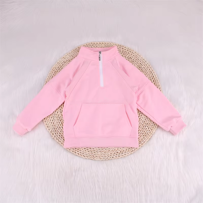 Pink long sleeves pocket kids yoga top