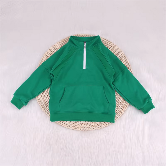 Green long sleeves pocket kids yoga top