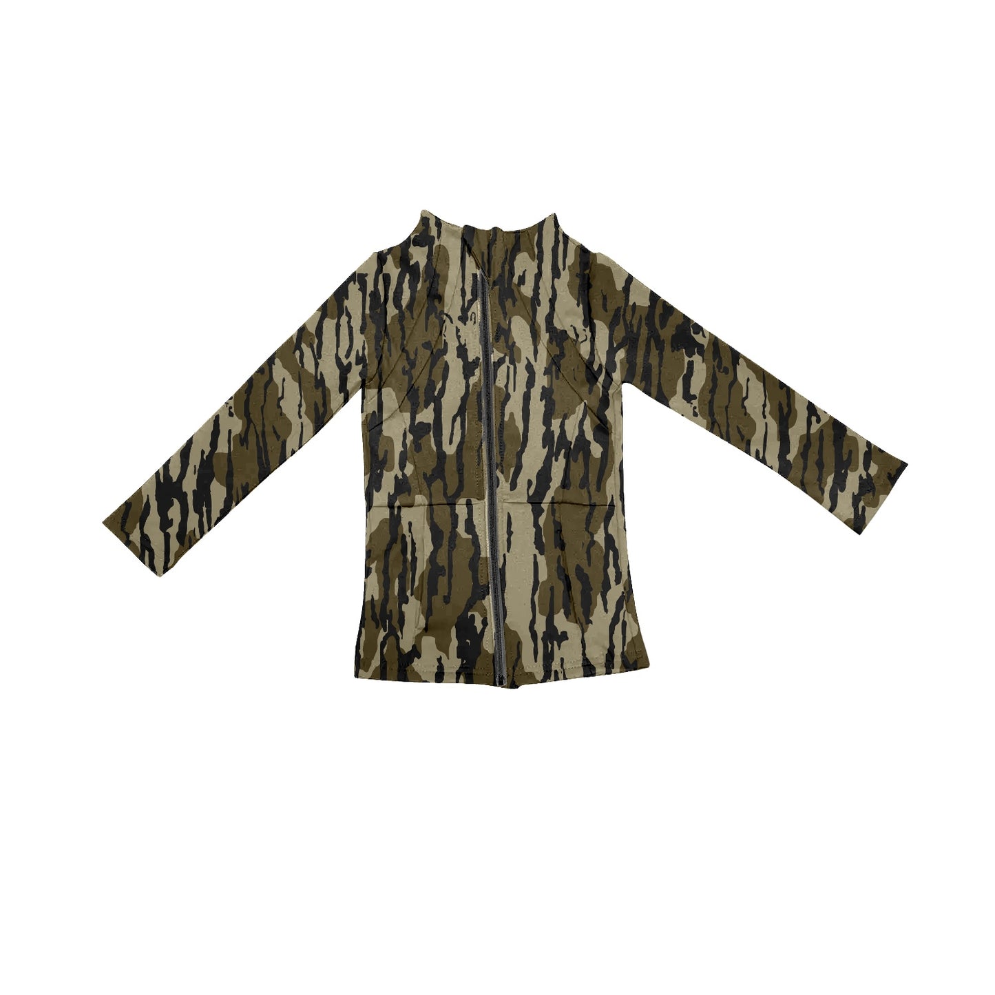 Long sleeves bottomland camo pocket girls yoga top