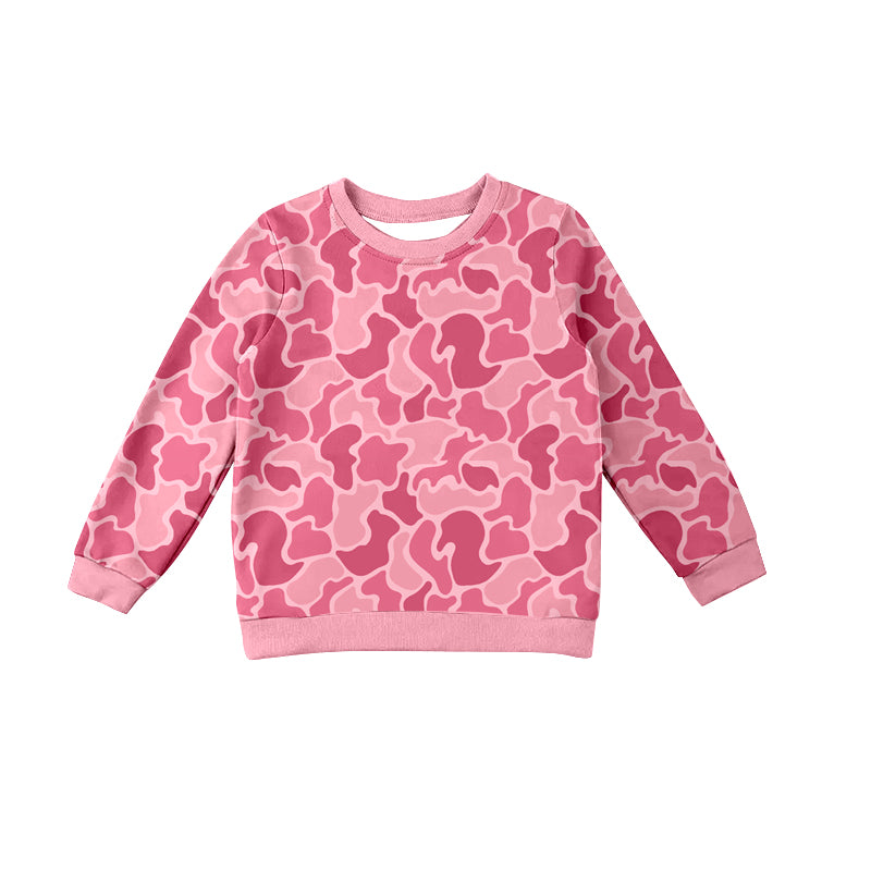 Long sleeves pink camo hunting kids girls shirt