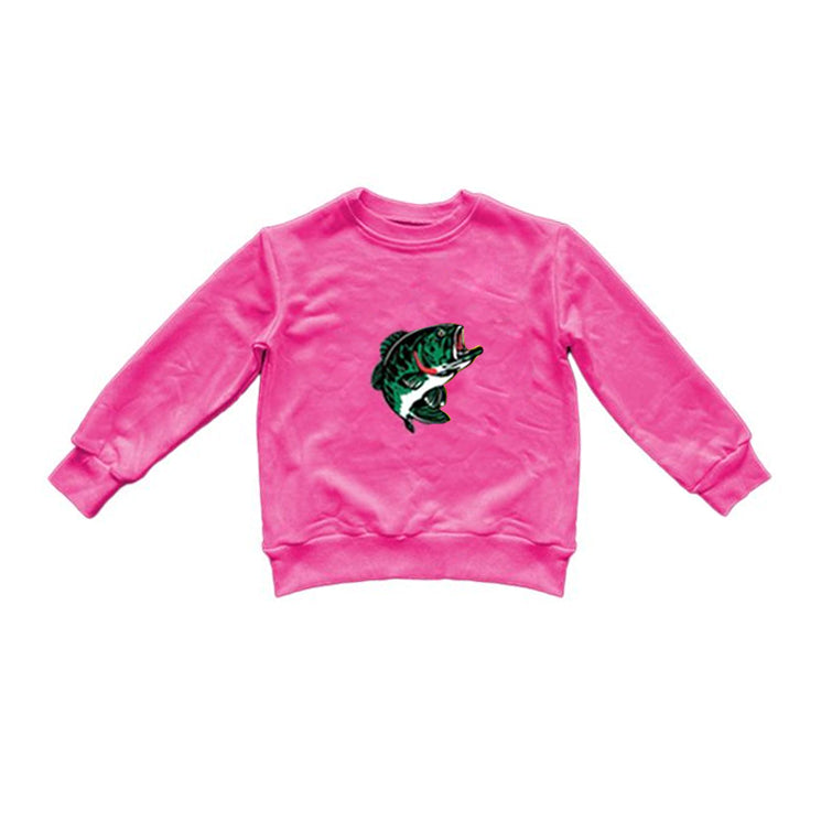 Hot pink long sleeves fishing baby girls shirt