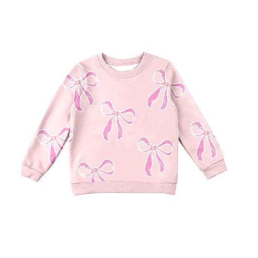 Pink bow long sleeves adult women shirt