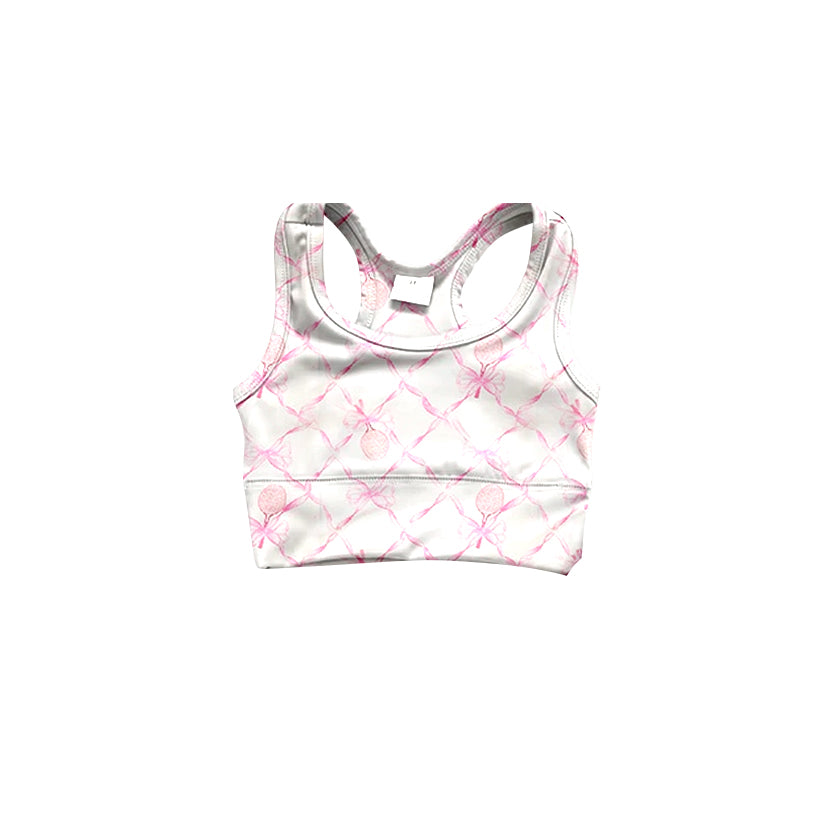 Sleeveless pink bow floral toddler girls yoga top