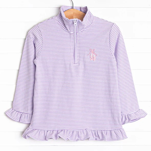 Purple stripe dance shoes ruffle baby girls zip pullover