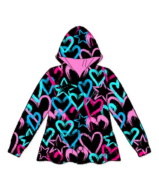 Long sleeves heart kids girls valentine's hoodie