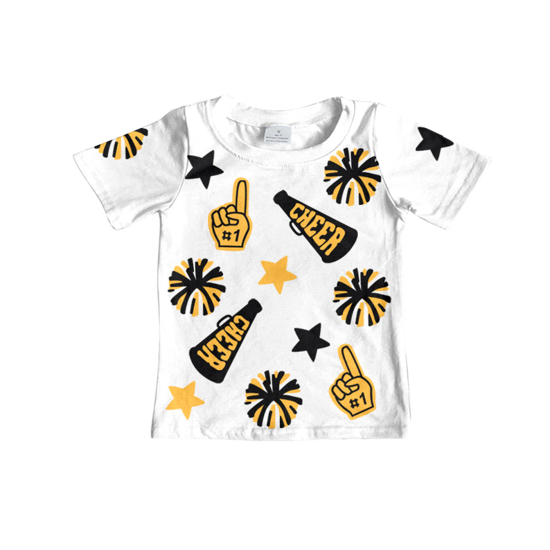 Short sleeves cheer gold kids girls team shirt