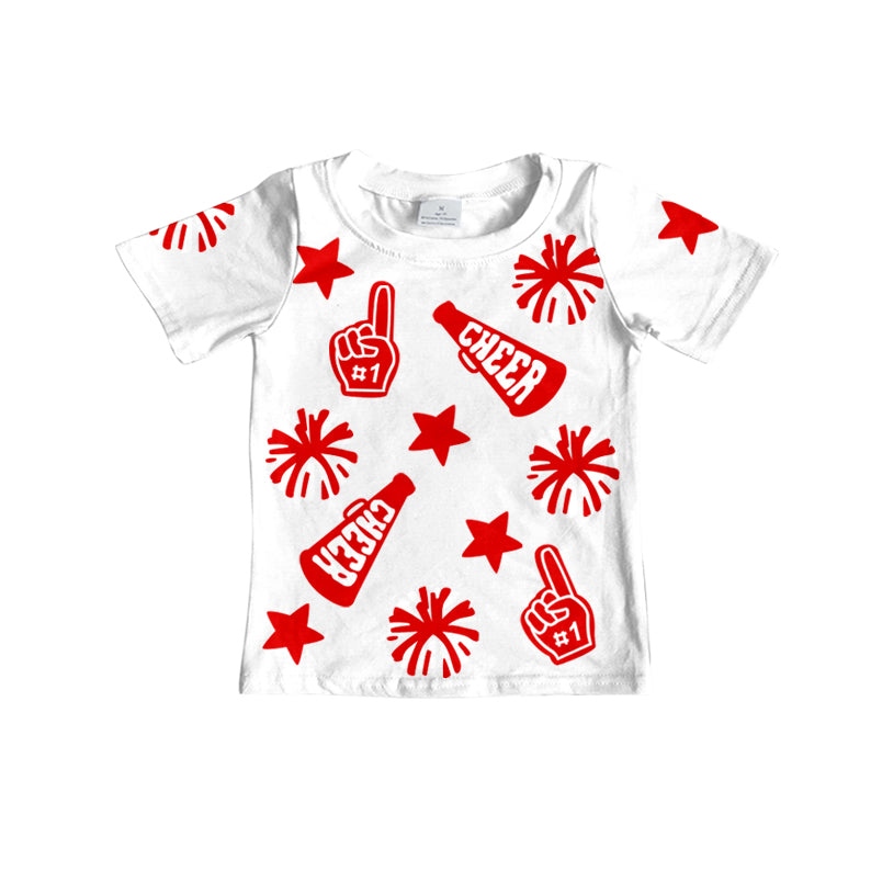 Short sleeves cheer red kids girls team shirt